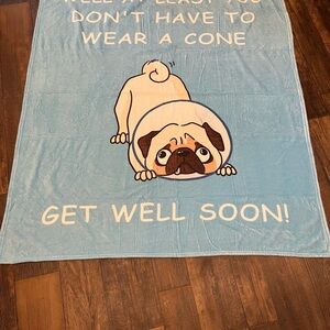 Blue Pug Get Well Soon Blanket